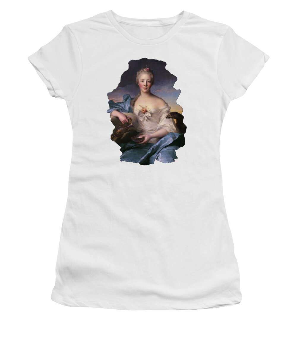 Madame Le Fèvre De Caumartin Women's T-Shirt featuring the painting Madame Le Fevre de Caumartin as Hebe by Jean-Marc Nattier by Xzendor7