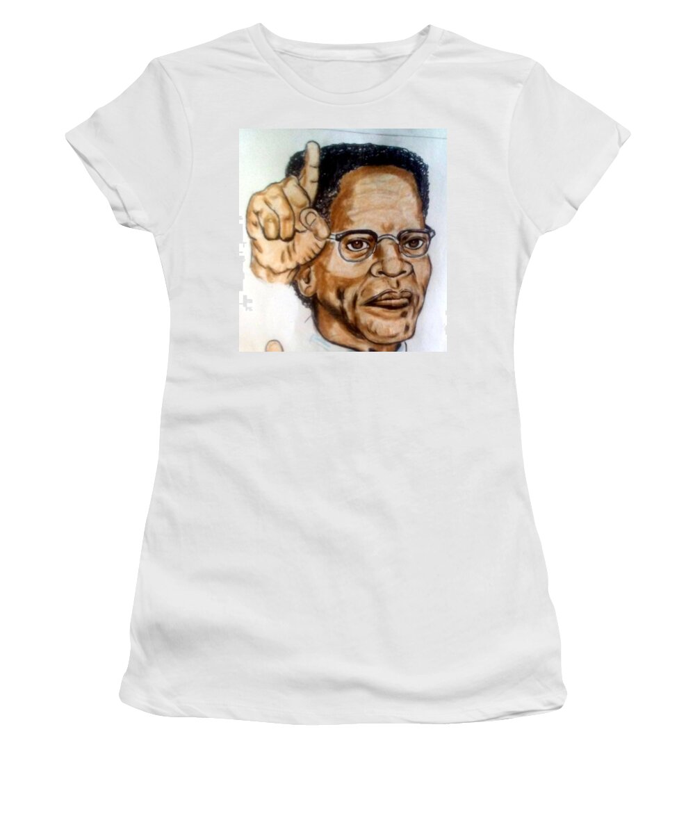 Blak Art Women's T-Shirt featuring the drawing Malcolm X by Joedee