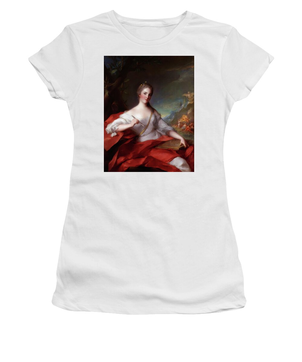 Marie-geneviève Boudrey As A Muse Women's T-Shirt featuring the painting Marie Genevieve Boudrey As A Muse by Jean Marc Nattier by Xzendor7