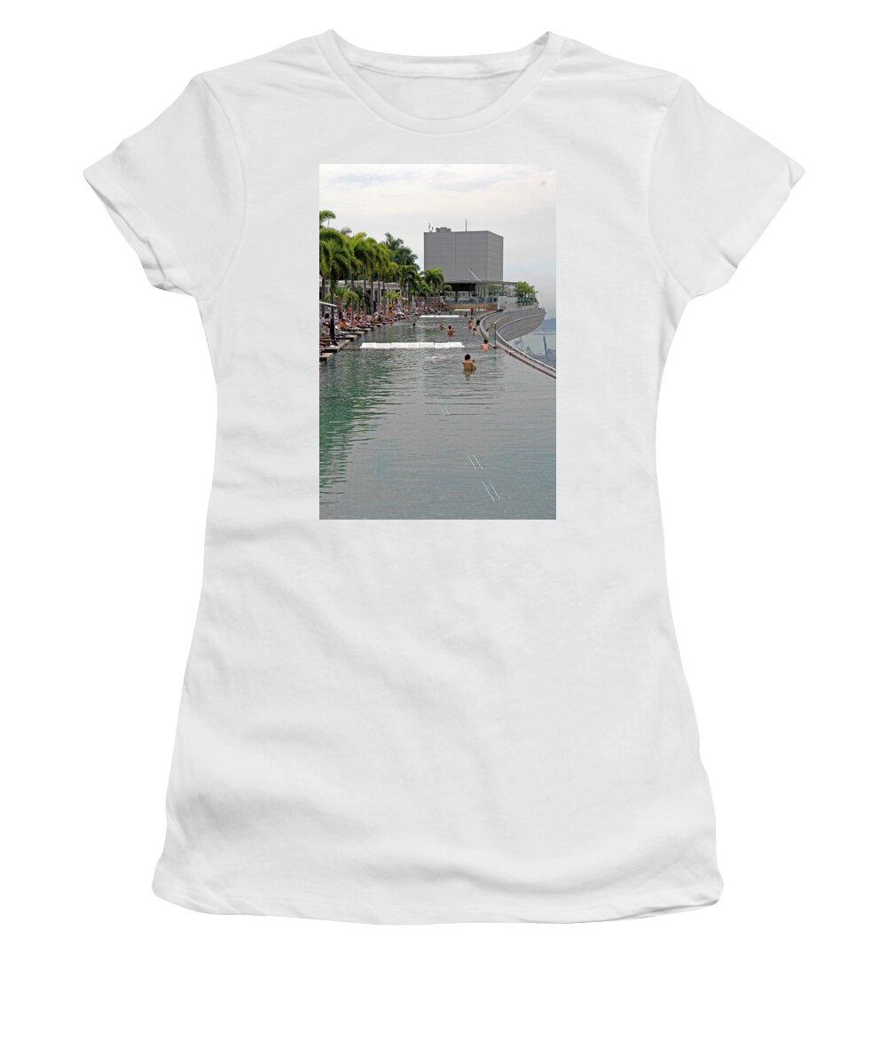 Marina Bay Sands Women's T-Shirt featuring the photograph Marina Bay Sands Skypark - Singapore, Singapore by Richard Krebs