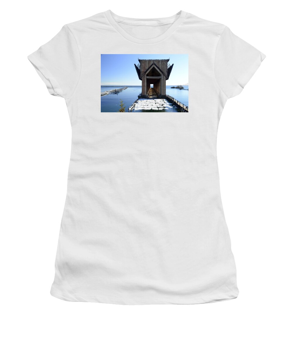 Ore Dock Women's T-Shirt featuring the photograph Marquette Ore Dock Cathedral by Tom Kelly