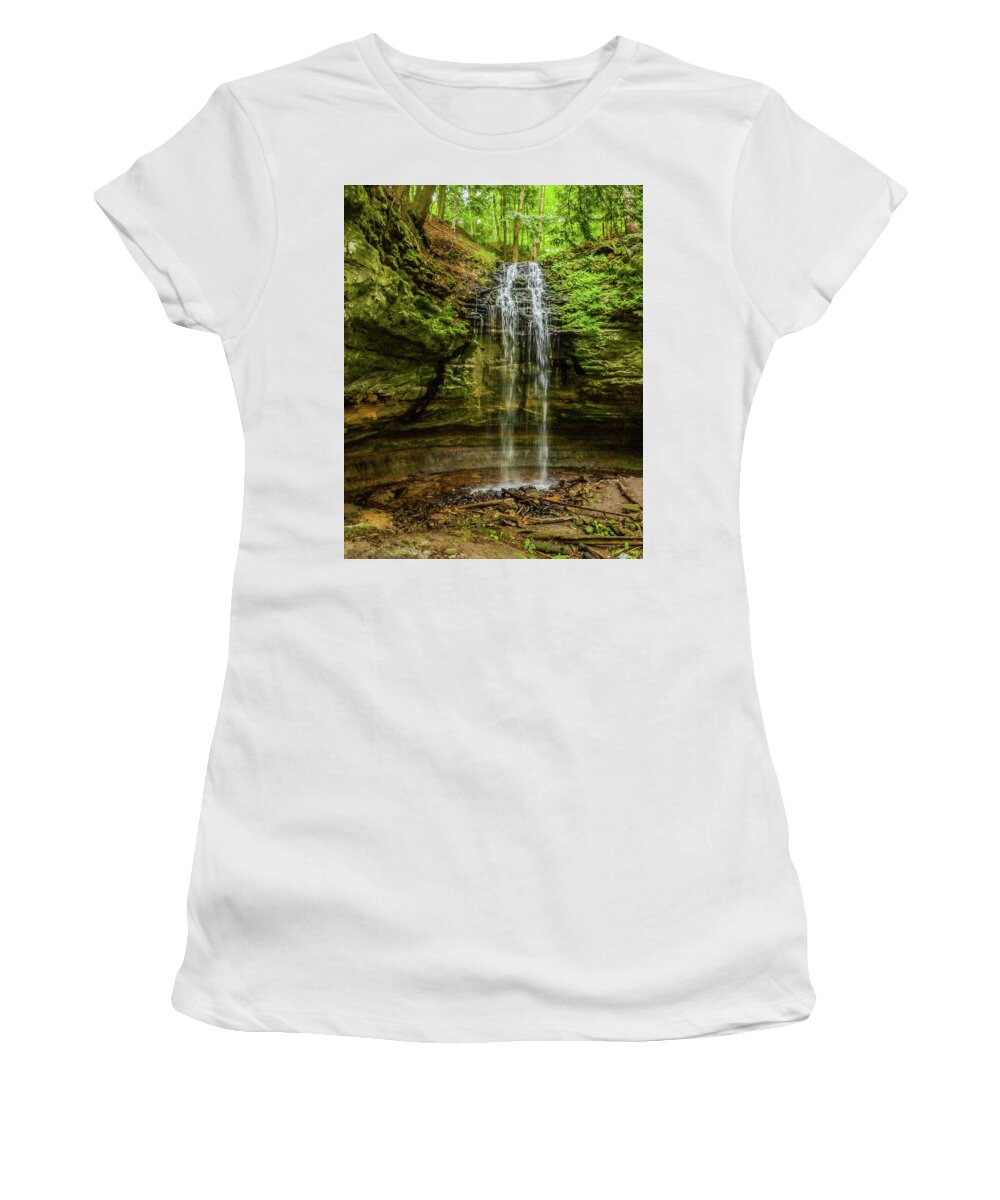 National Lakeshore Women's T-Shirt featuring the photograph Memorial Falls by Joe Kopp