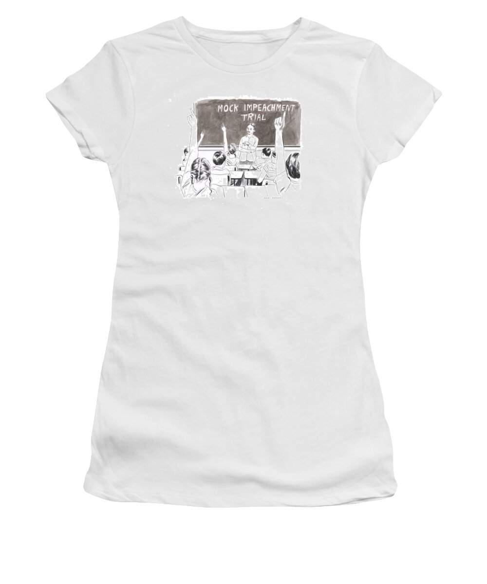 Captionless Women's T-Shirt featuring the drawing Mock Impeachment by Karl Stevens
