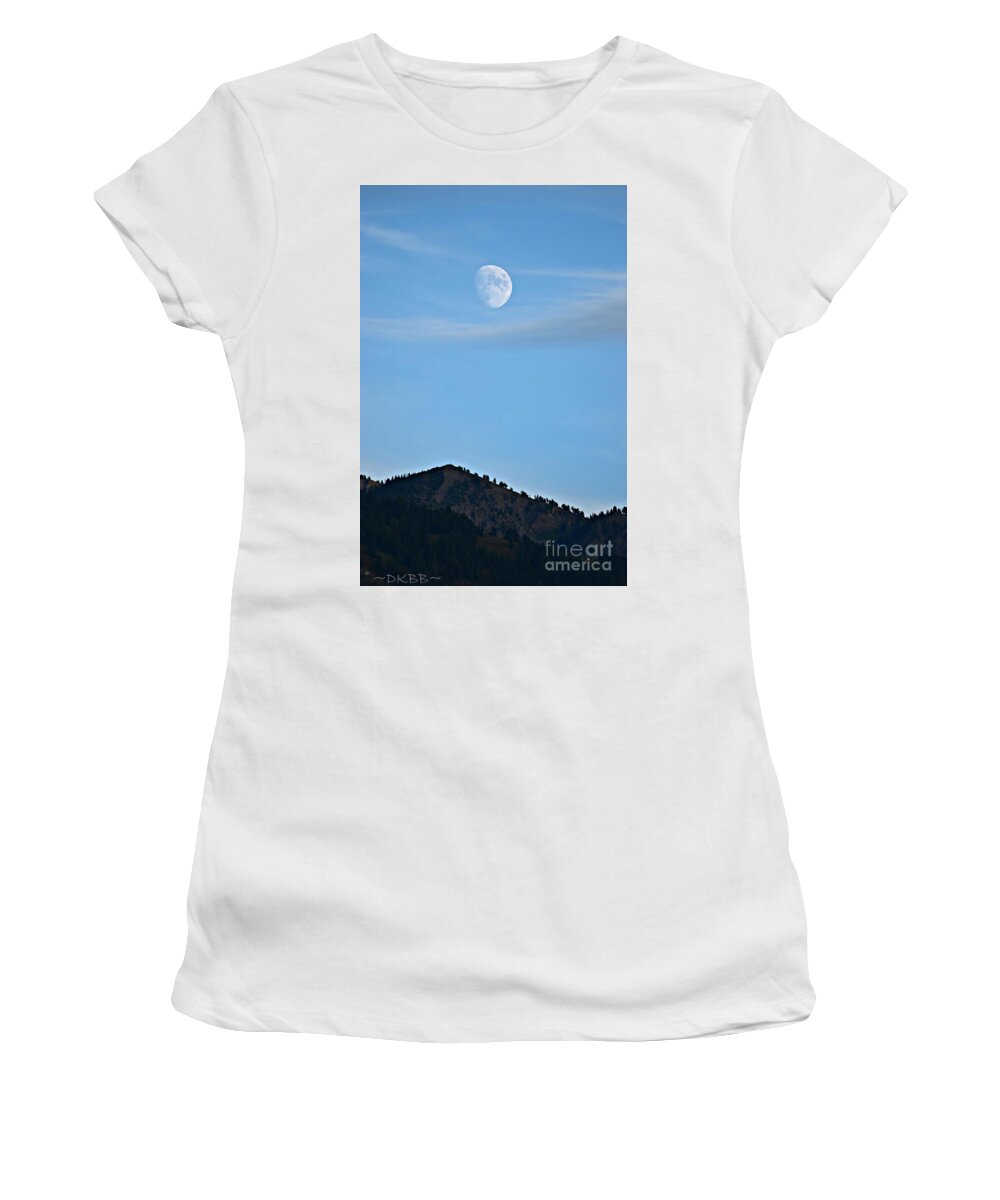 Moon Women's T-Shirt featuring the photograph Moon Over the Mountains by Dorrene BrownButterfield