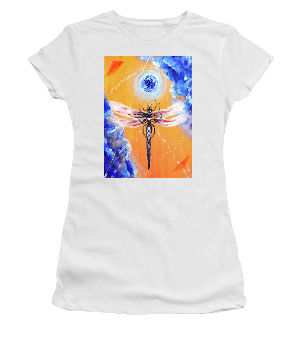 Colorful Women's T-Shirt featuring the painting Mosquito Playground by Medea Ioseliani