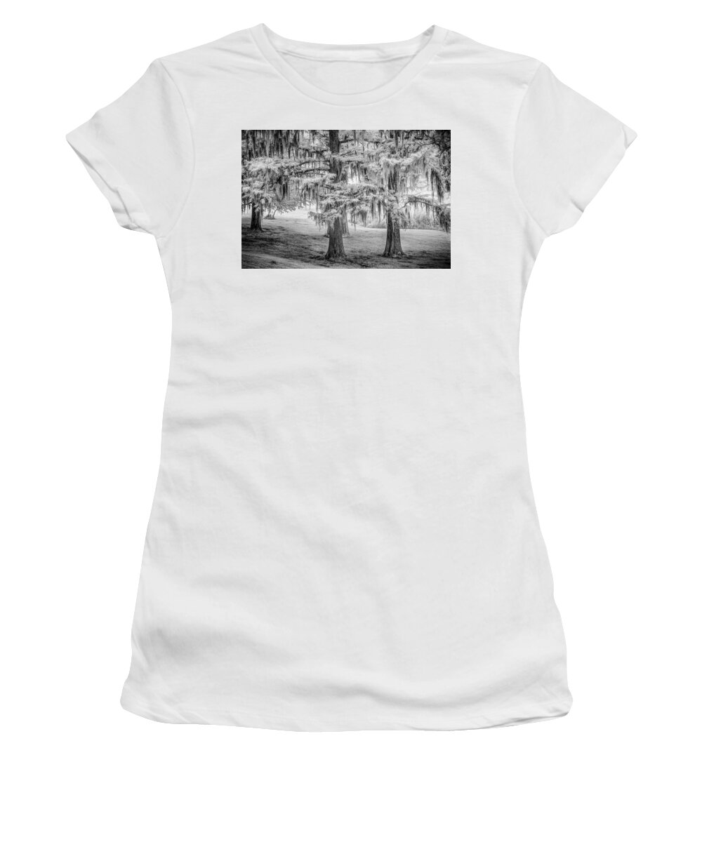 Trees Women's T-Shirt featuring the photograph Moss Laden Trees 4132 by Donald Brown