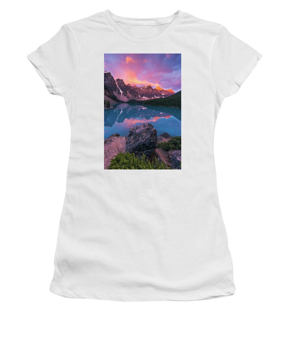 Moraine Lake Women's T-Shirt featuring the photograph My Cathedral by Judi Kubes