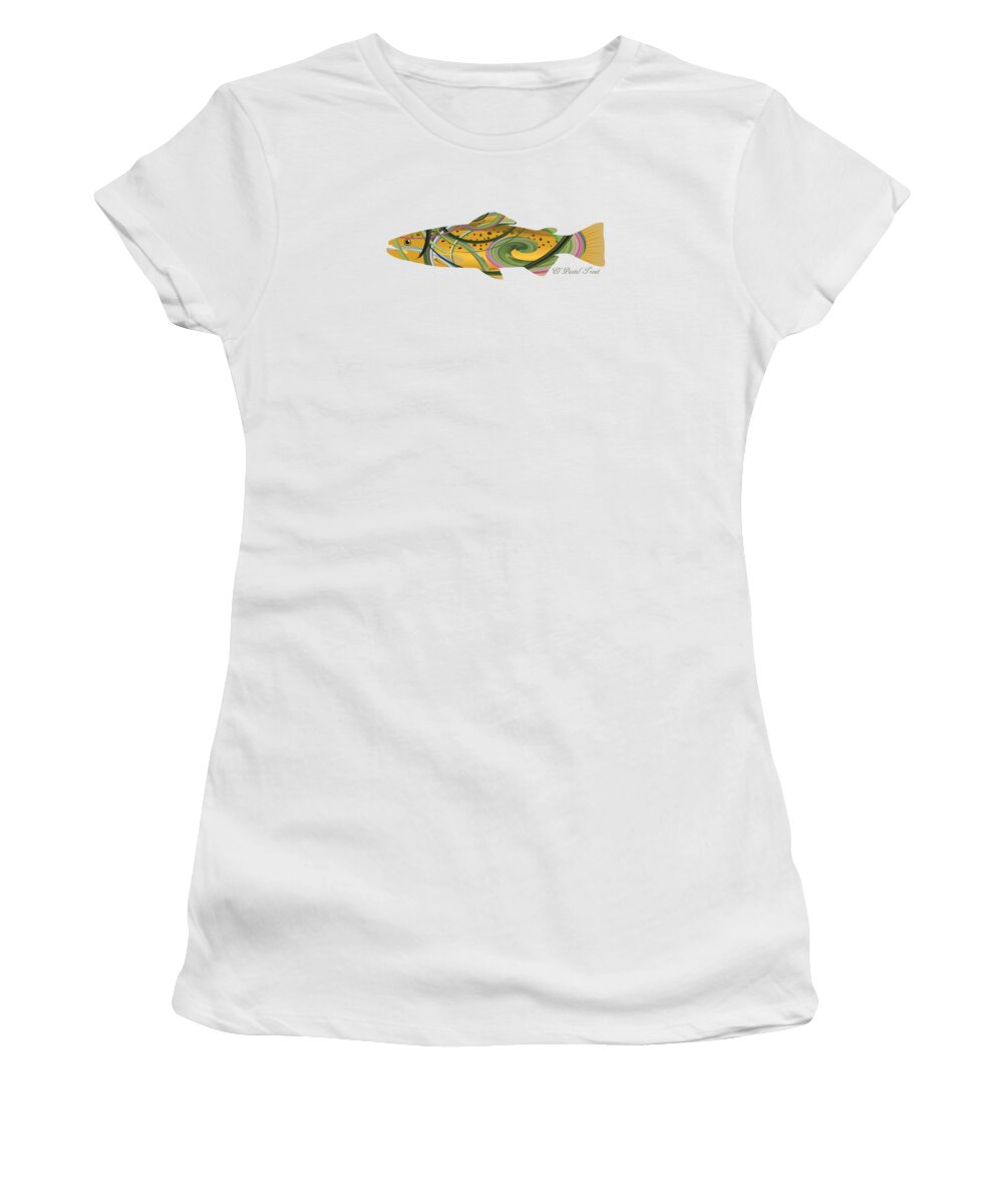 Trout Women's T-Shirt featuring the digital art Mystic Trout Series- El Pastel Trout by Whispering Peaks Photography