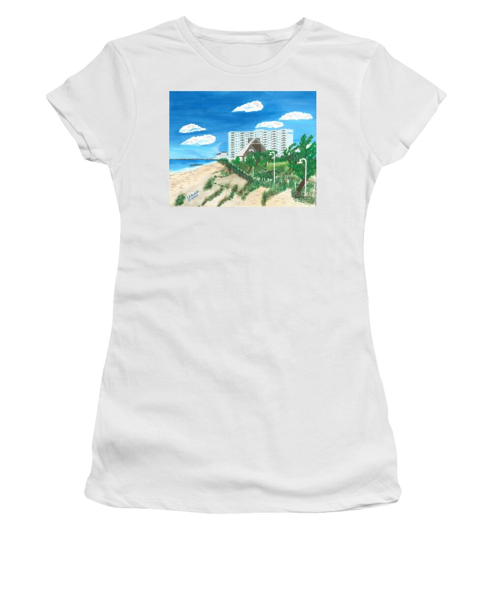 Nansemond At Ocean View Women's T-Shirt featuring the painting Nansemond at the Park by Elizabeth Mauldin