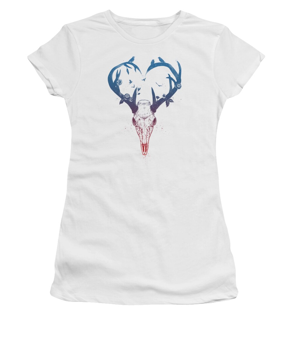 Deer Women's T-Shirt featuring the drawing Neverending love by Balazs Solti
