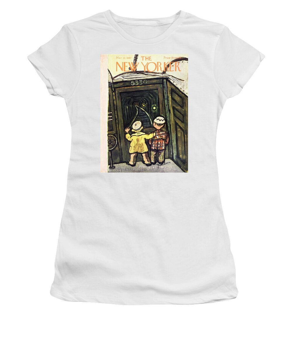Illustration Women's T-Shirt featuring the painting New Yorker March 22, 1947 by Abe Birnbaum