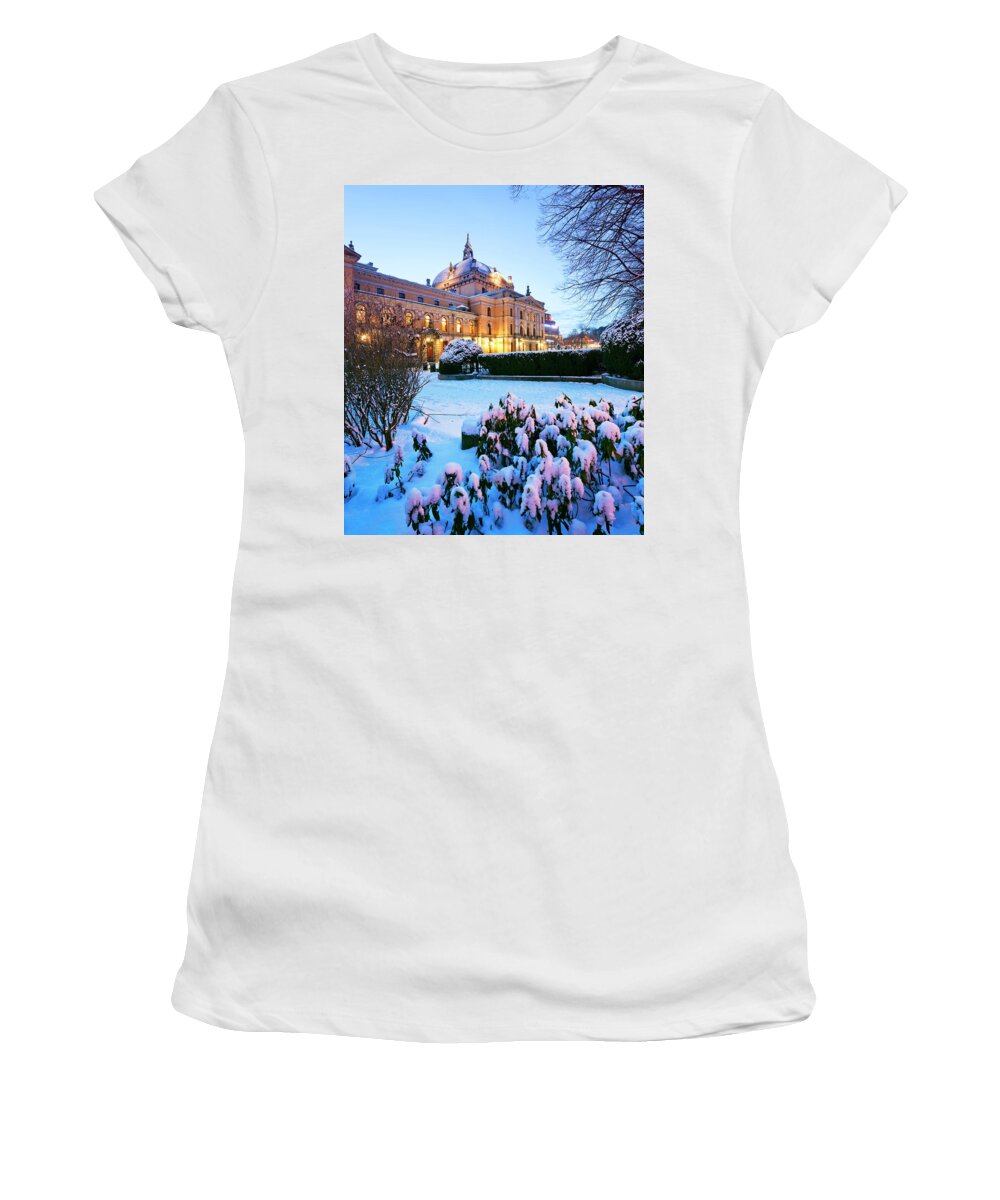 Estock Women's T-Shirt featuring the digital art Norway, Oslo County, Scandinavia, Oslo, The National Theater by Luigi Vaccarella