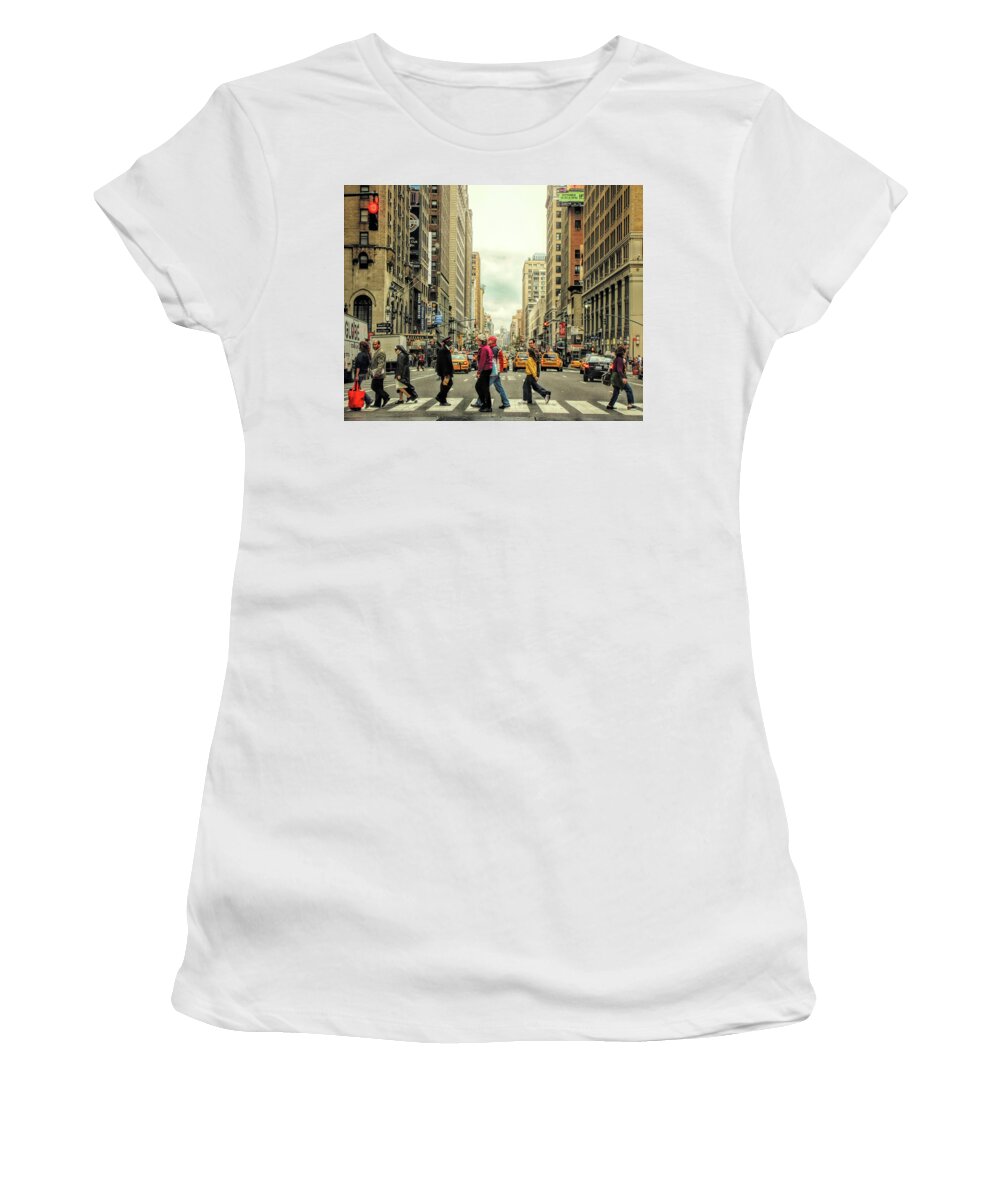 New York City Women's T-Shirt featuring the photograph New York City Hustle by Susan Hope Finley