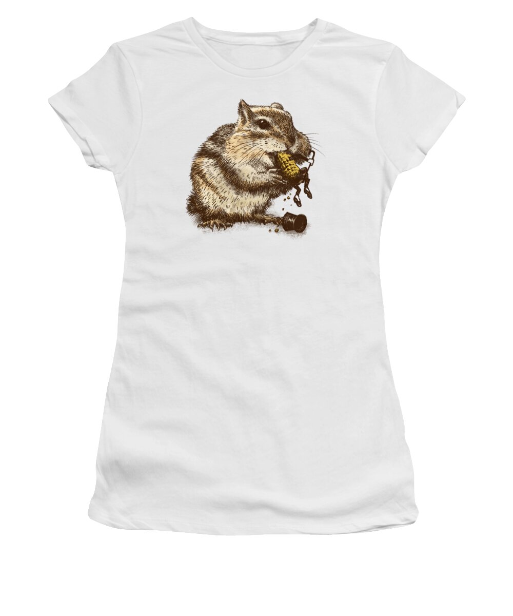 Chipmunk Women's T-Shirt featuring the drawing Occupational Hazard by Eric Fan