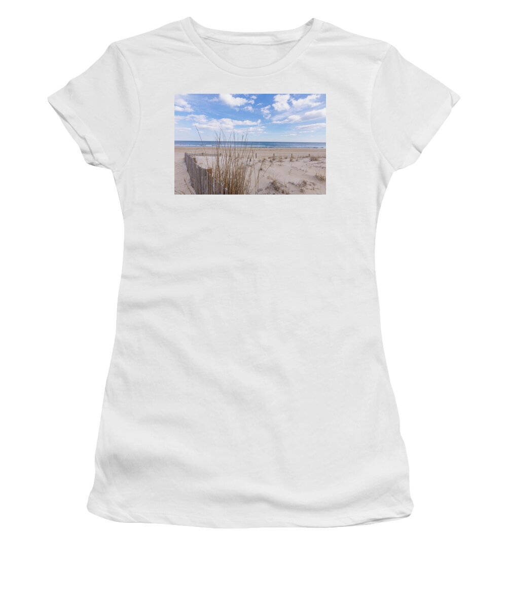 Ocean Dune Women's T-Shirt featuring the photograph Ocean City Dune by Charles Kraus