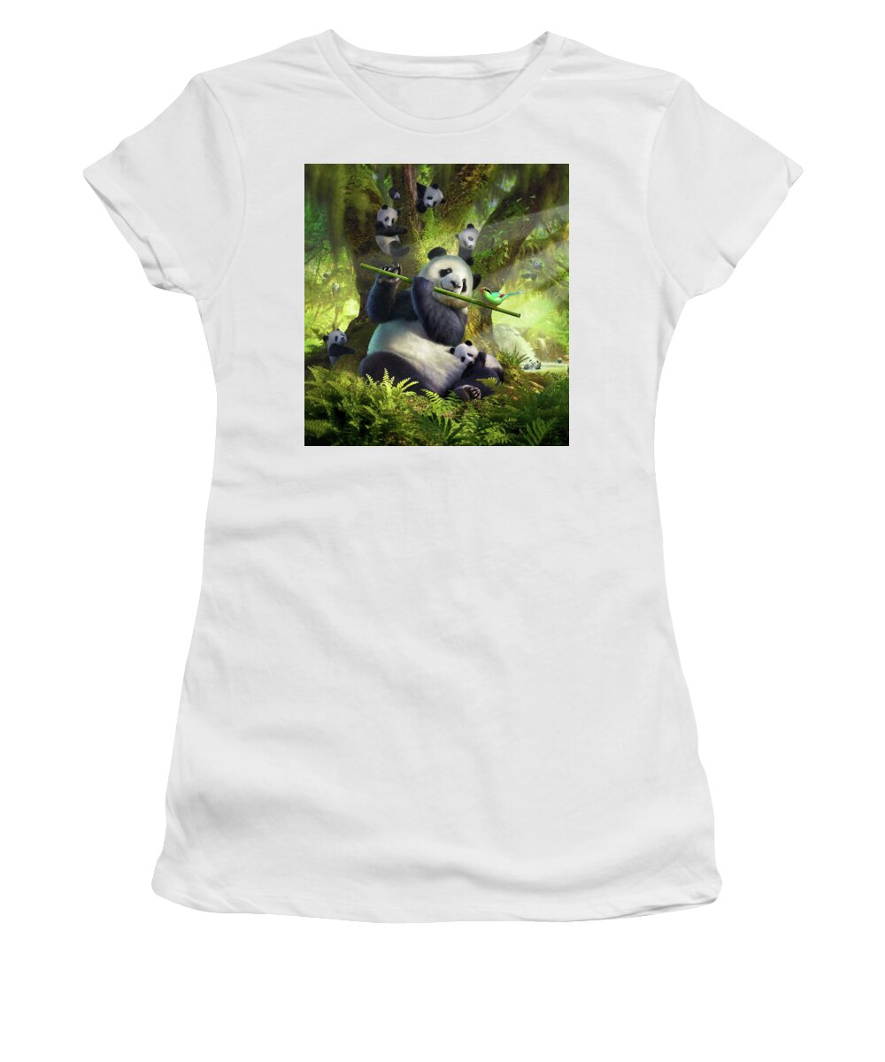 Panda Women's T-Shirt featuring the digital art Pan Da Bear by Jerry LoFaro