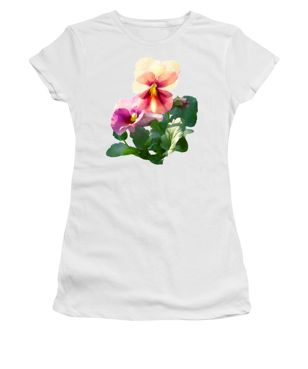 Pansy Women's T-Shirt featuring the photograph Pansies in Sunshine by Susan Savad