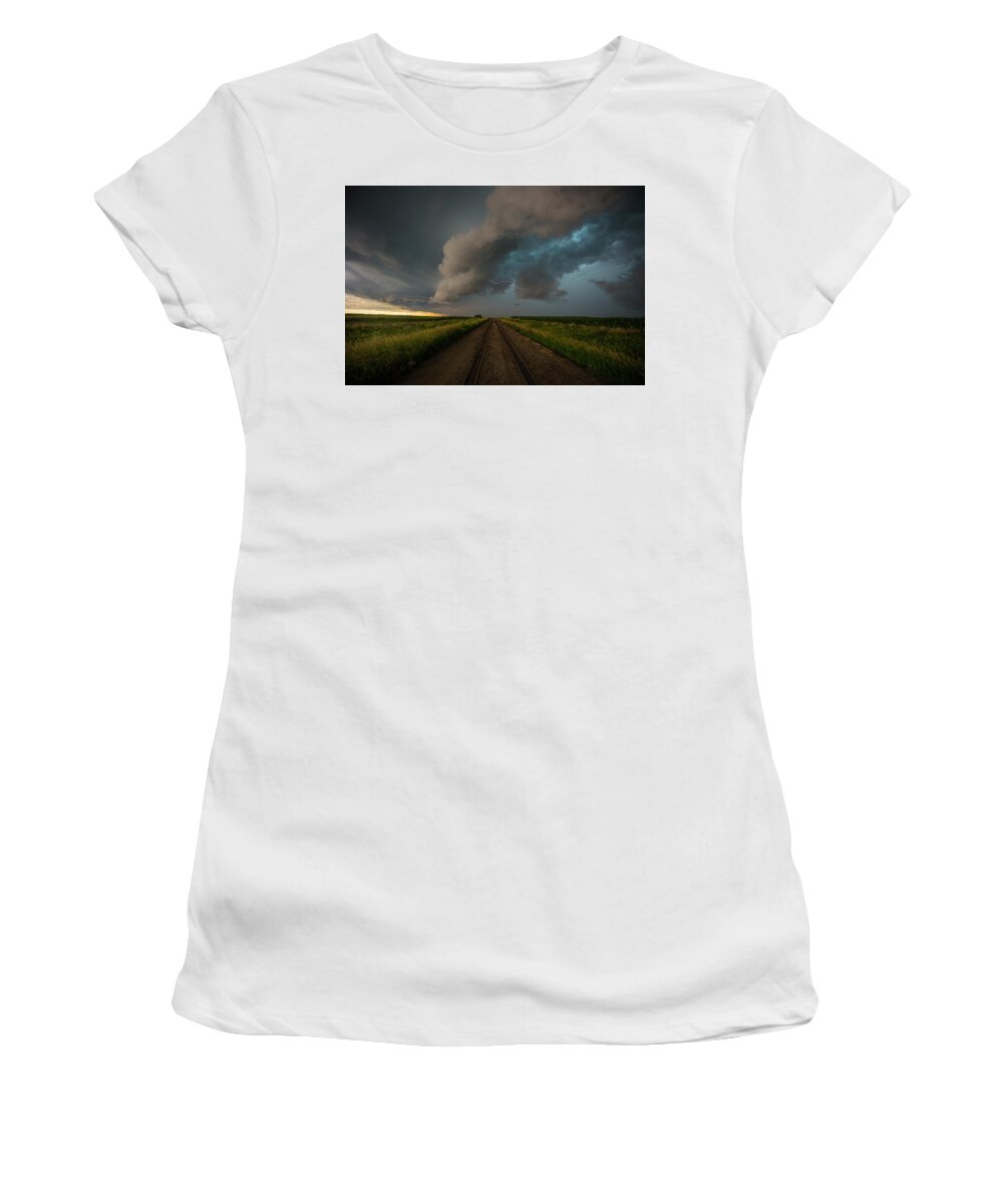 Thunderstorm Women's T-Shirt featuring the photograph Path less traveled by Aaron J Groen