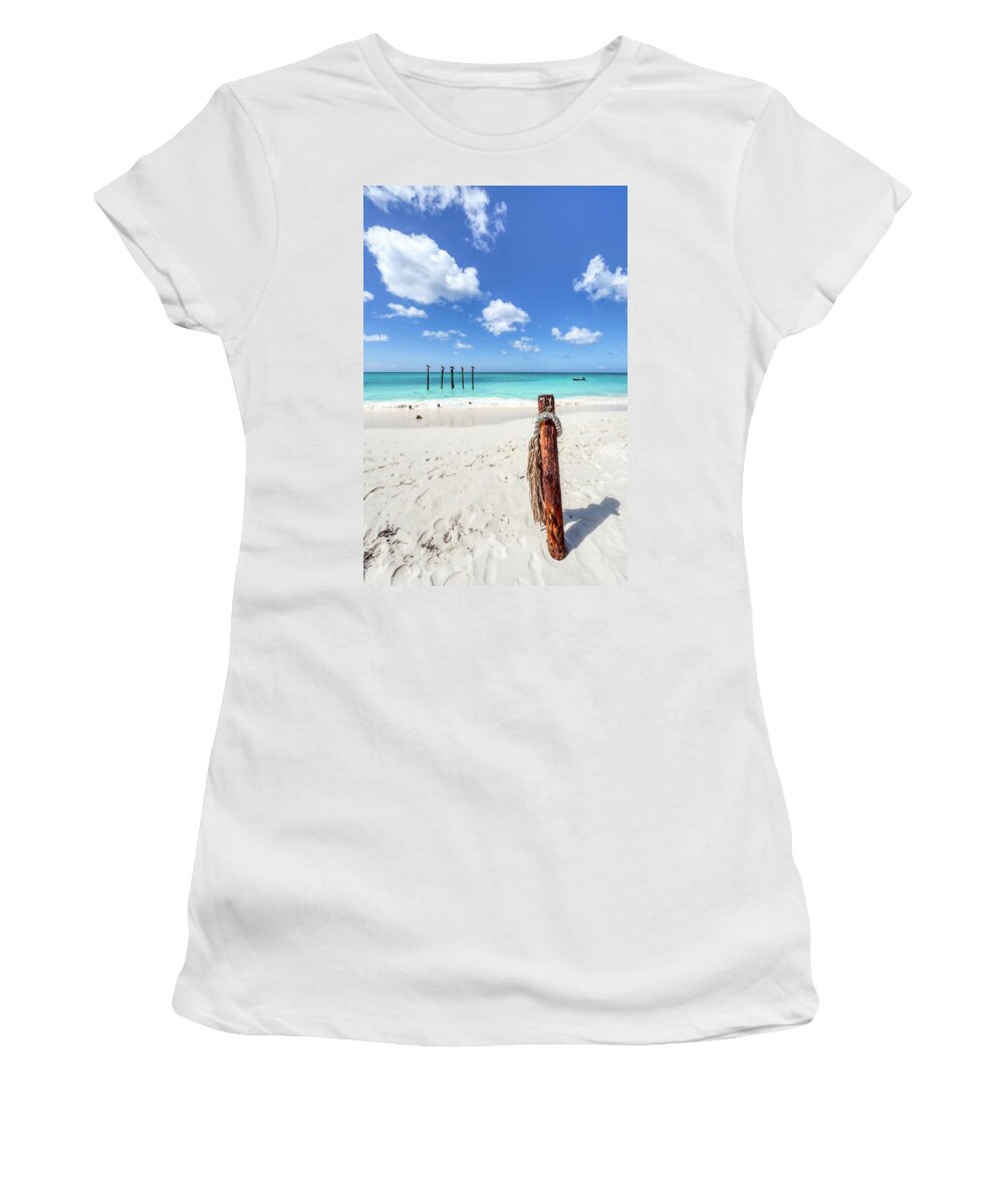 Aruba Women's T-Shirt featuring the photograph Pelicans Perch by David Letts