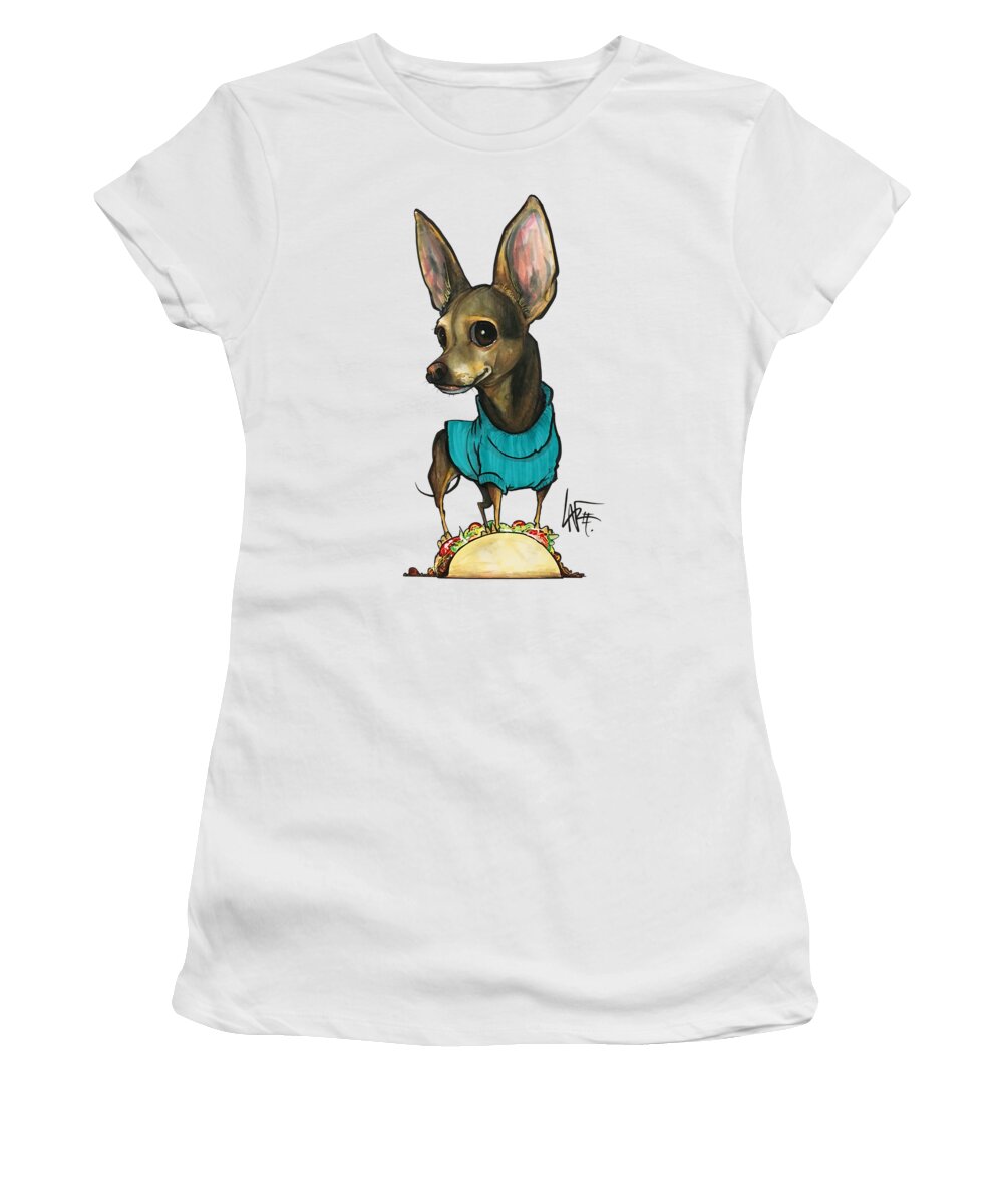 Perez Women's T-Shirt featuring the drawing Perez 3992 by Canine Caricatures By John LaFree