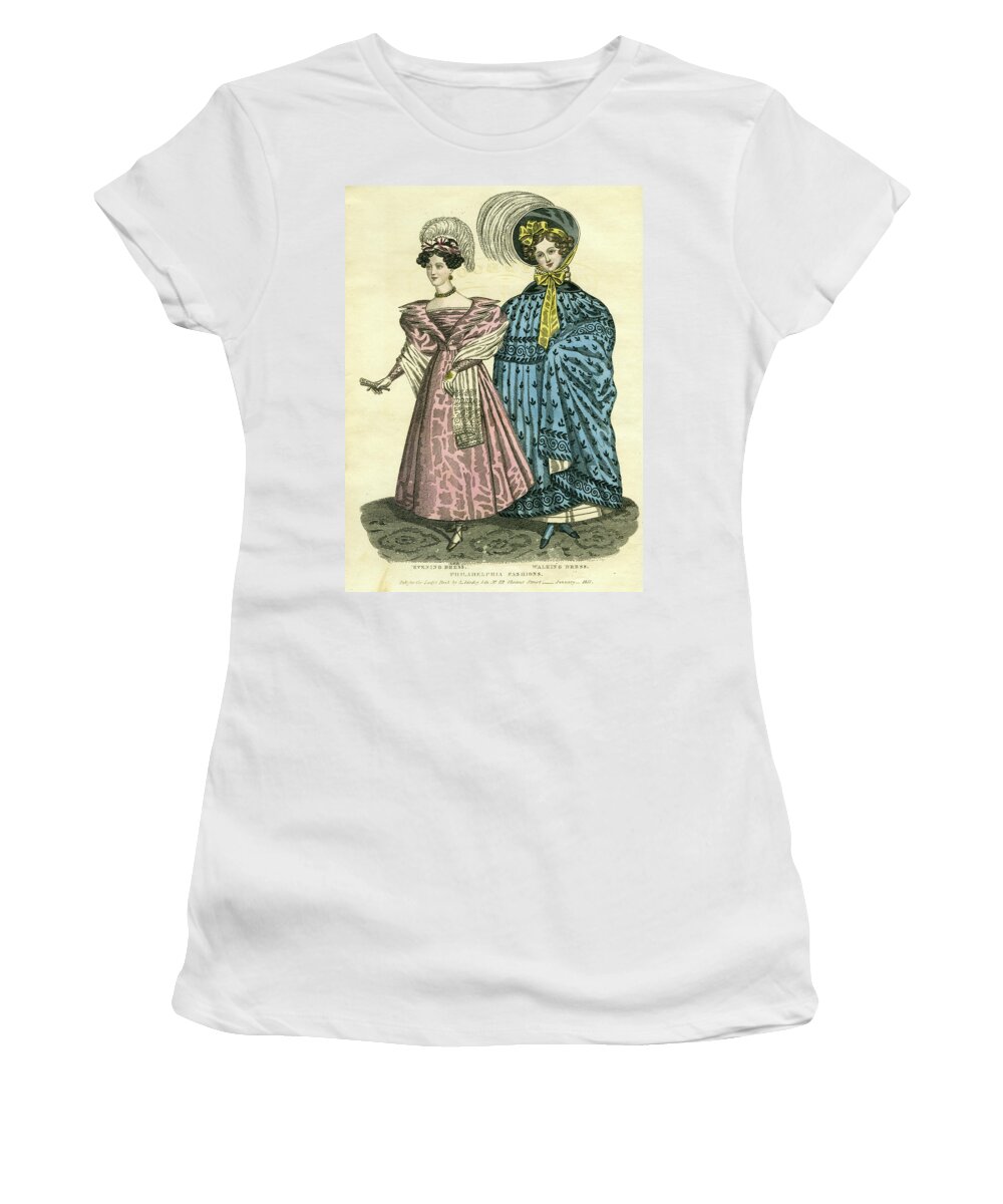 Evening Dress Women's T-Shirt featuring the mixed media Philadelphia Fashions by E W C