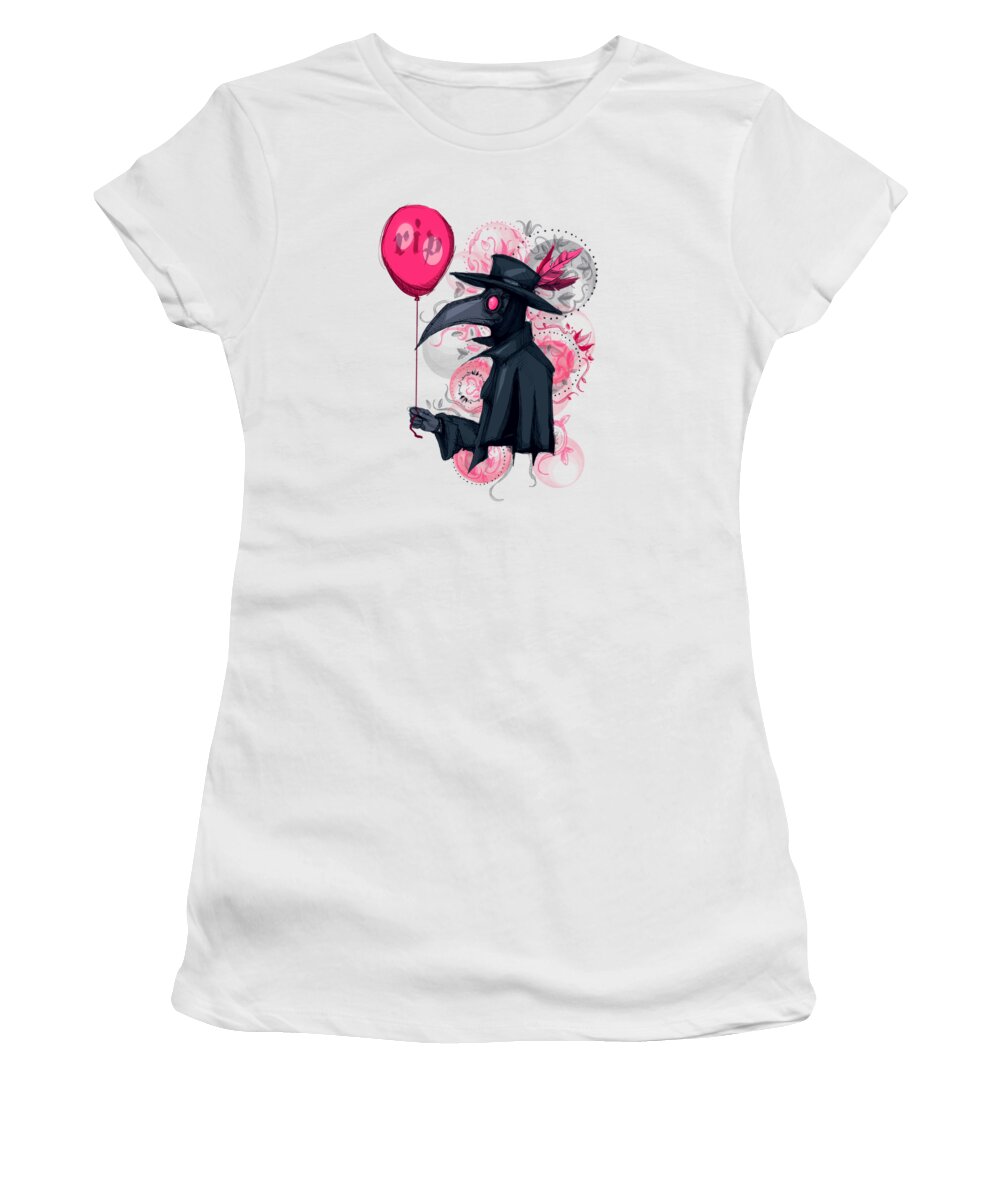 Plague Women's T-Shirt featuring the drawing Plague Doctor Balloon by Ludwig Van Bacon