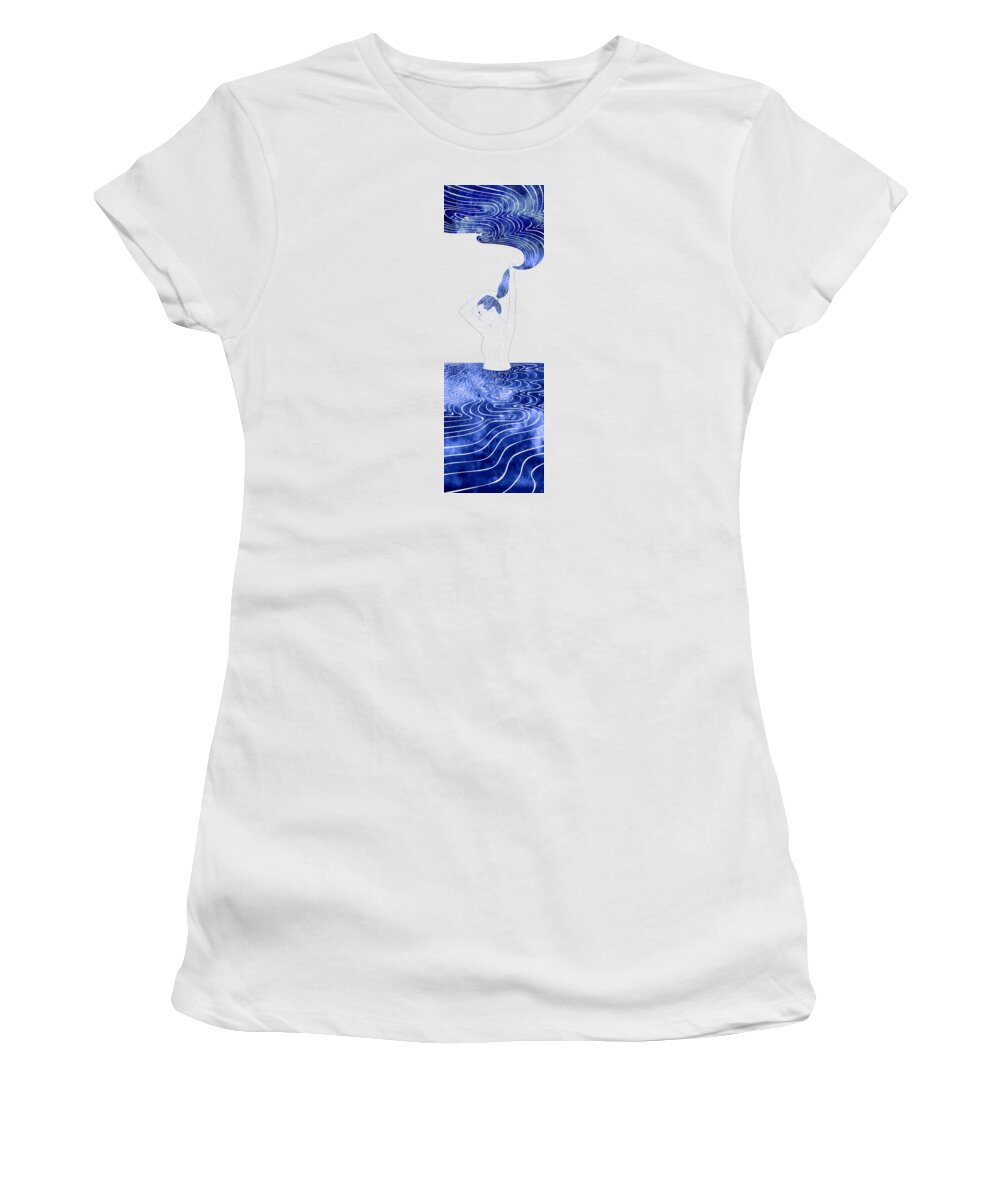 Aqua Women's T-Shirt featuring the mixed media Plexaure by Stevyn Llewellyn