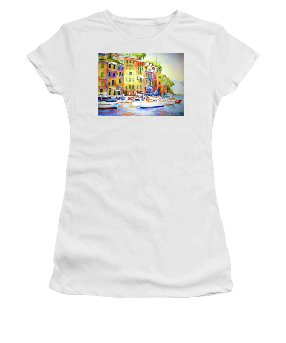 Water Women's T-Shirt featuring the painting Portofino by Richard Rooker