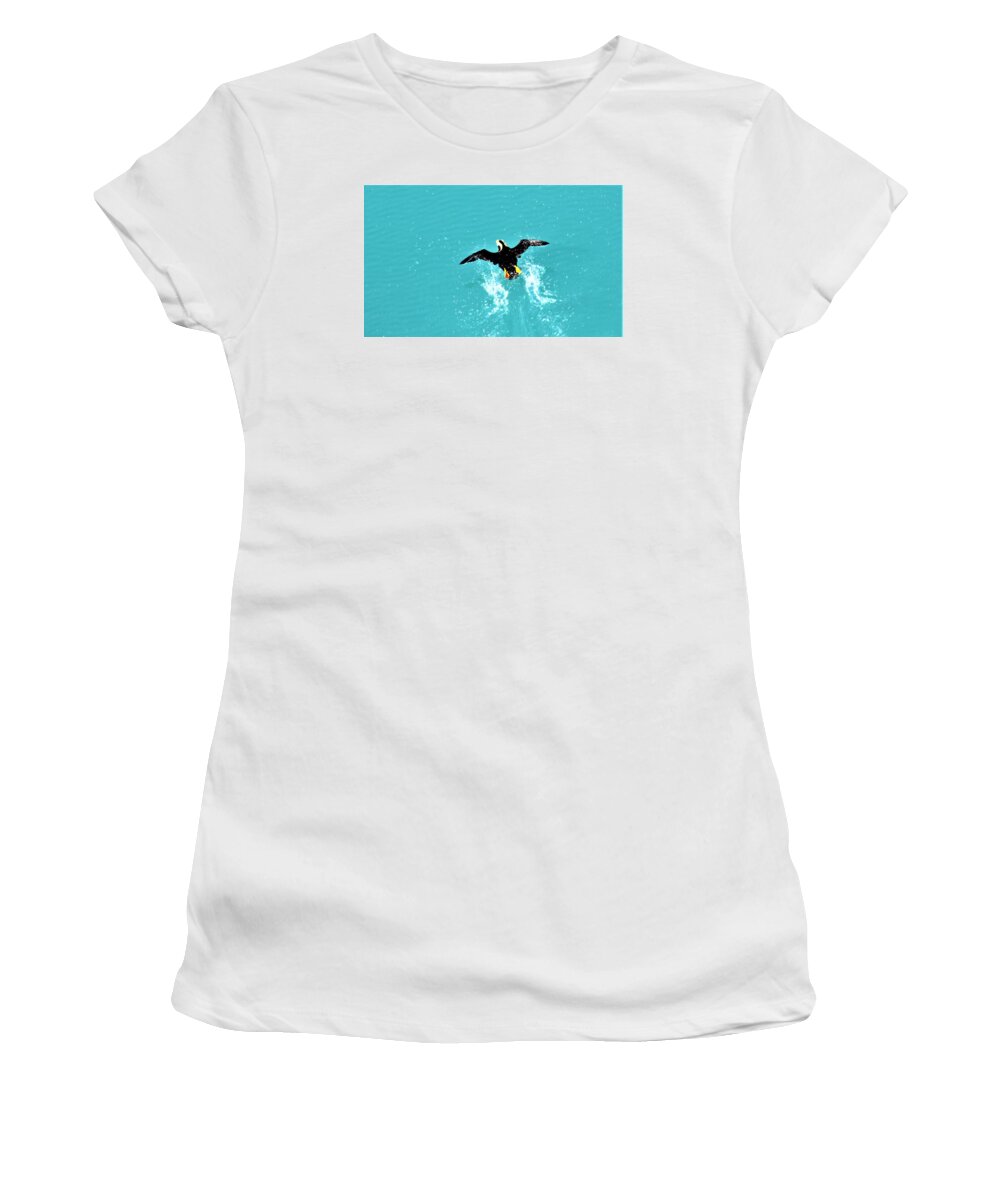 Puffin Women's T-Shirt featuring the photograph Puffin Takeoff by FD Graham
