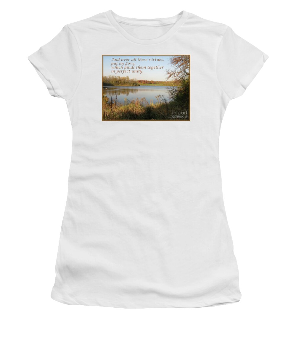  Women's T-Shirt featuring the mixed media Put on Love by Lori Tondini
