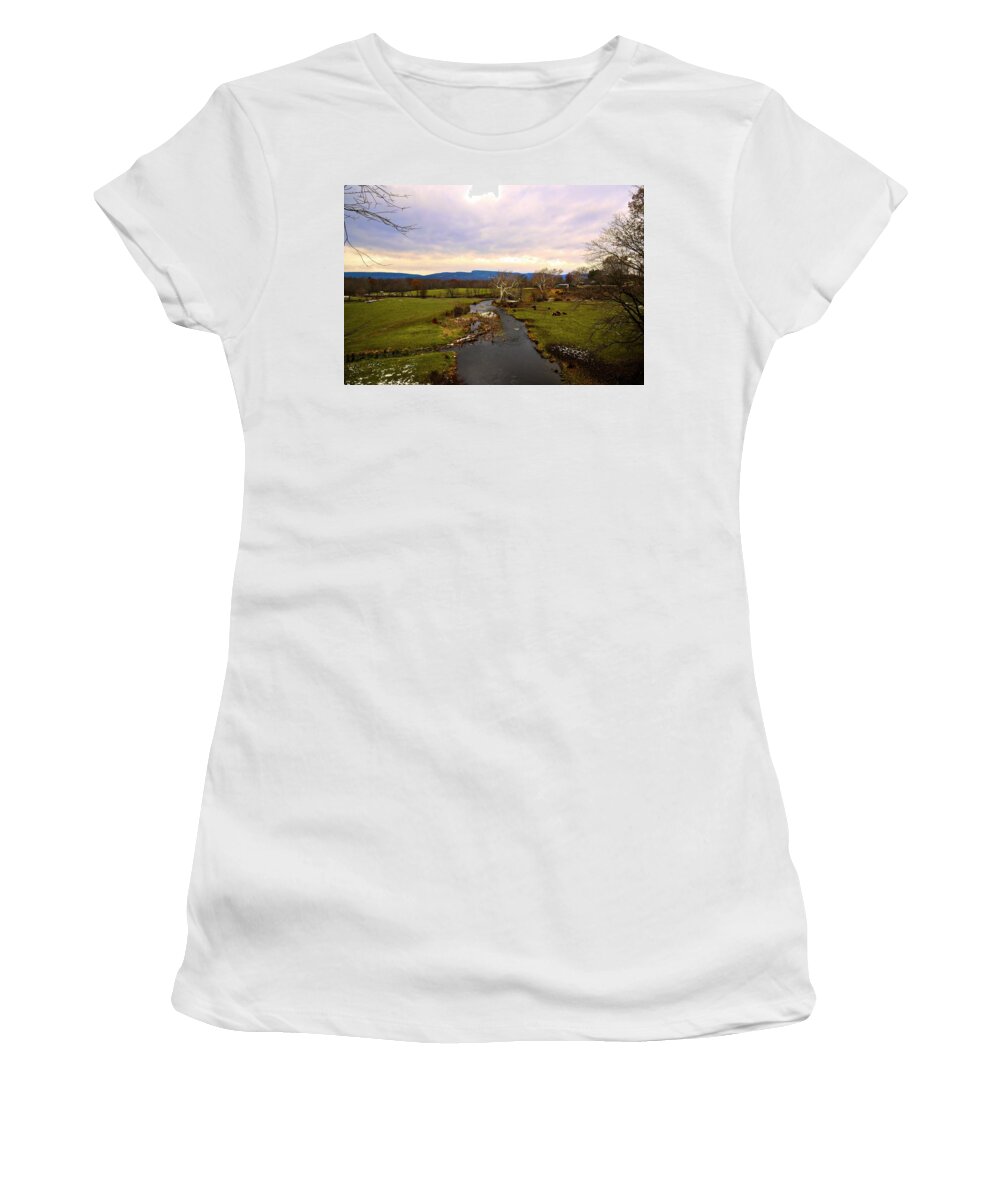 #wallkill Valley Rail Trail Women's T-Shirt featuring the photograph Rail Trail- New Paltz by Cornelia DeDona