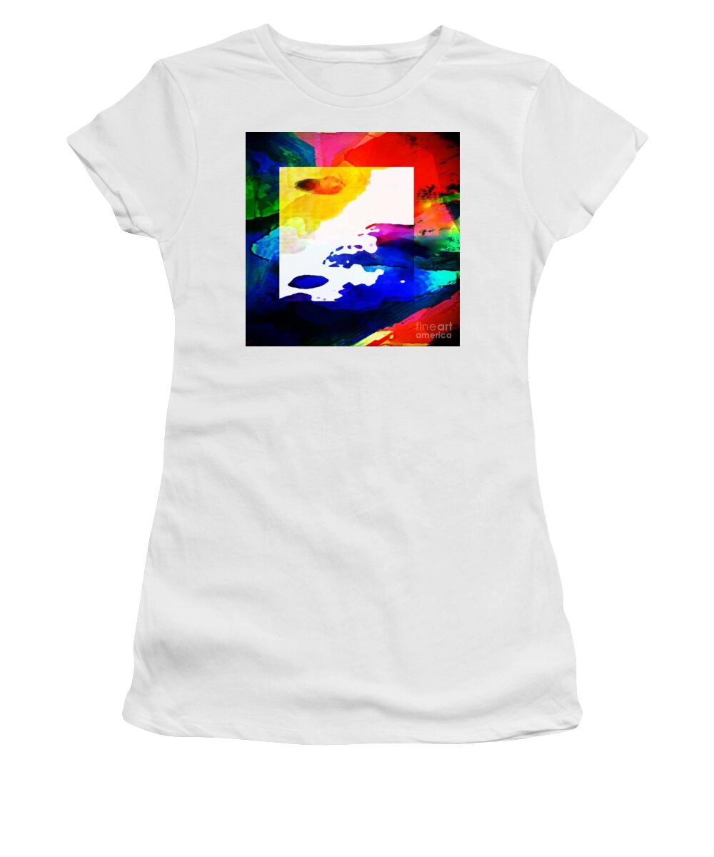 Rainbow Women's T-Shirt featuring the digital art Rainbow of Color Abstract Artwork by Delynn Addams for Home Decor by Delynn Addams