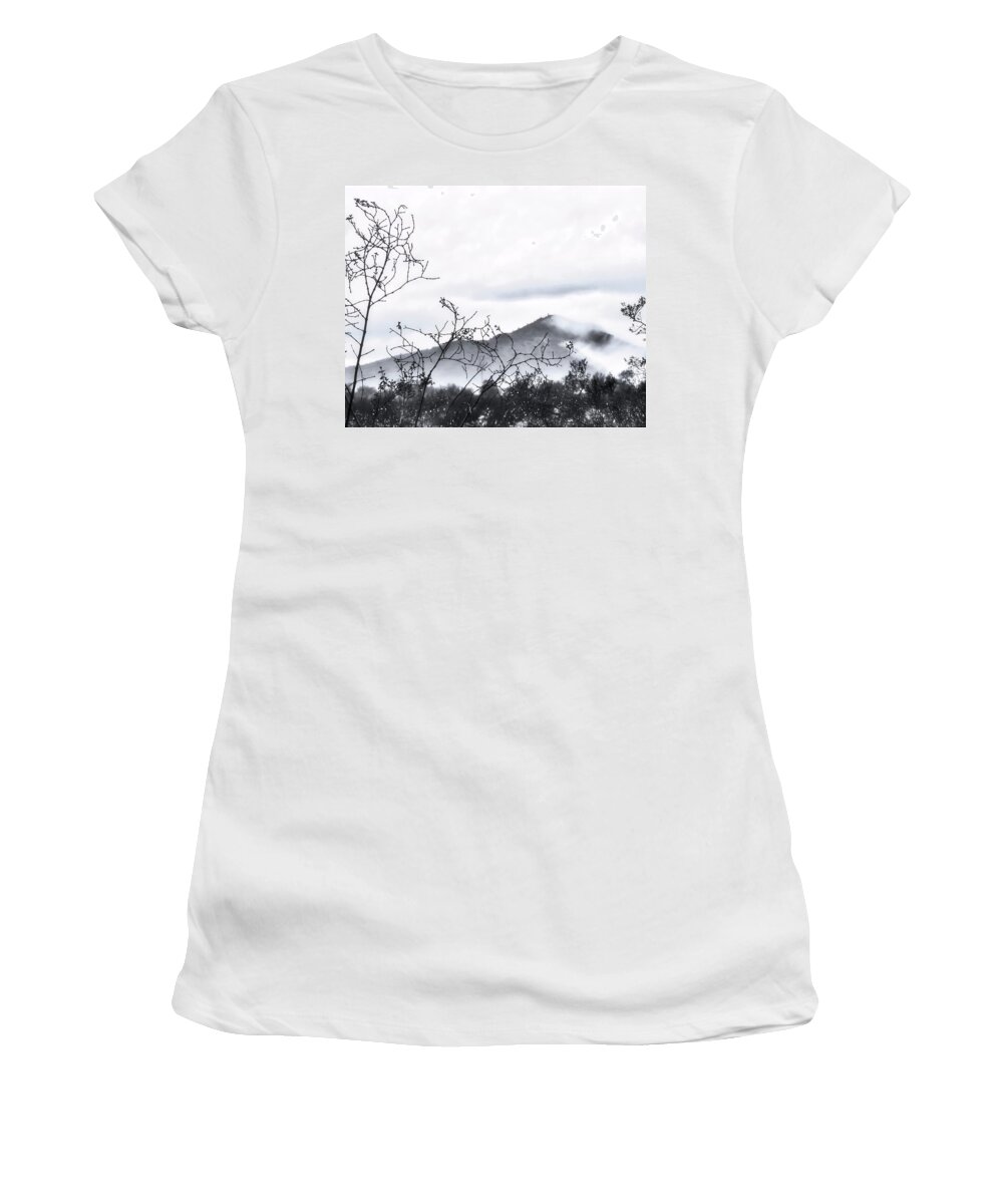 Affordable Women's T-Shirt featuring the photograph Rare Desert Fog in Winter by Judy Kennedy
