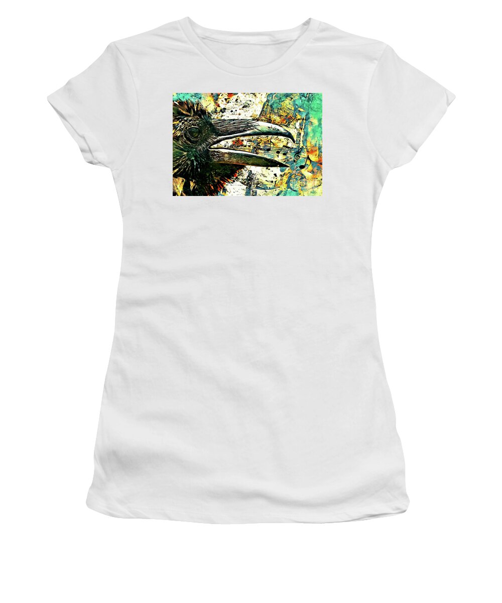 Raven Women's T-Shirt featuring the painting Raven's Song by Tina LeCour