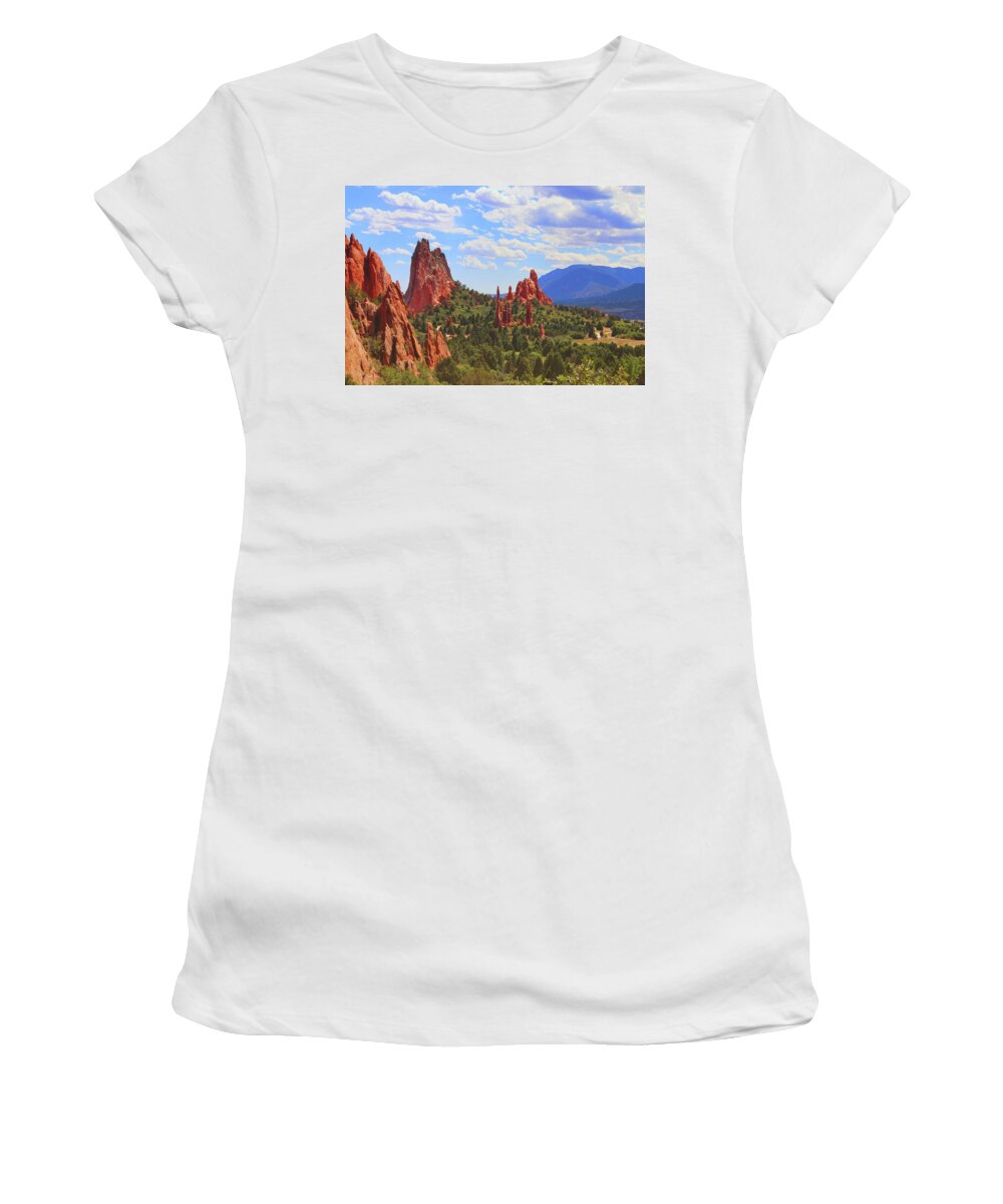 Colorado Women's T-Shirt featuring the photograph Reach for the Sky in Garden of the Gods by Ola Allen