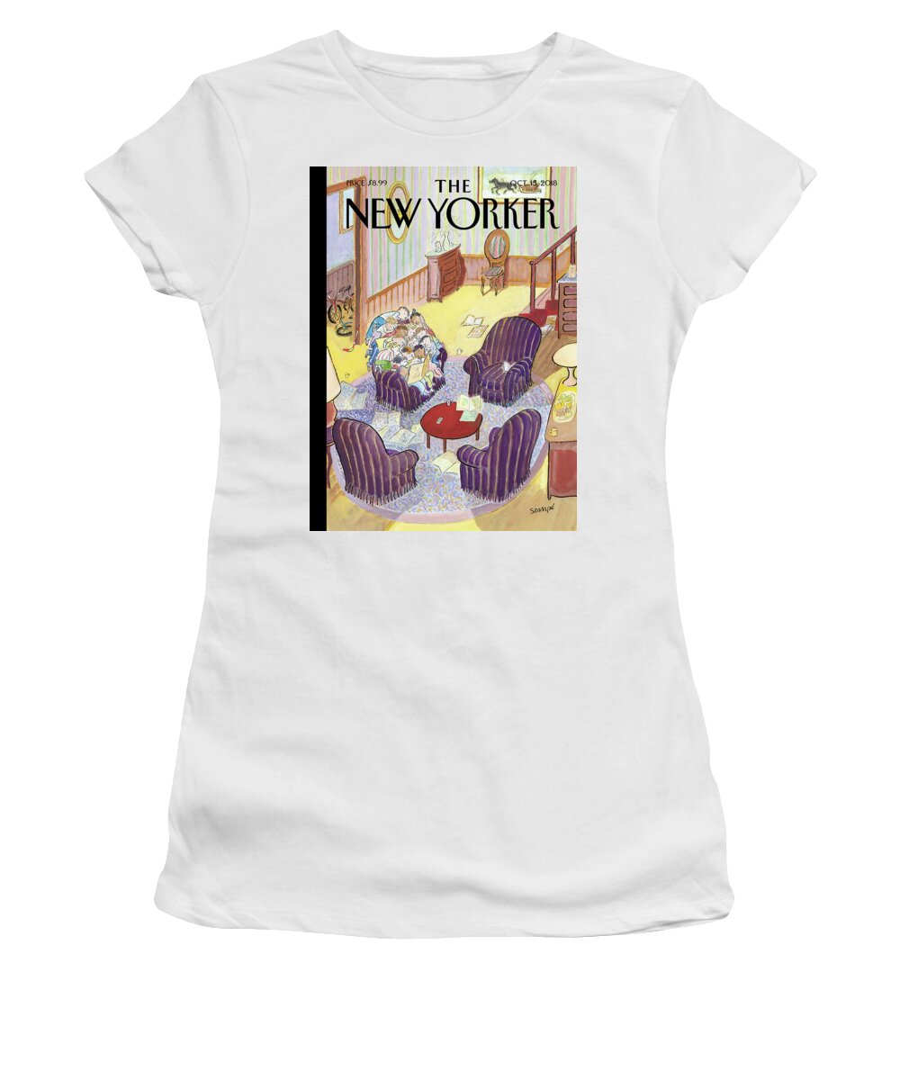 Reading Group Women's T-Shirt featuring the drawing Reading Group by Jean-Jacques Sempe