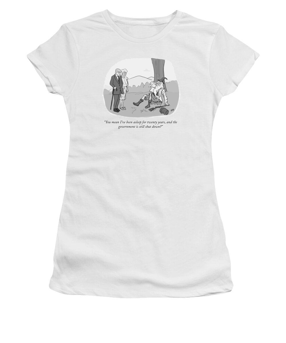 You Mean I've Been Asleep For Twenty Years Women's T-Shirt featuring the drawing Rip van Winkle by Brooke Bourgeois