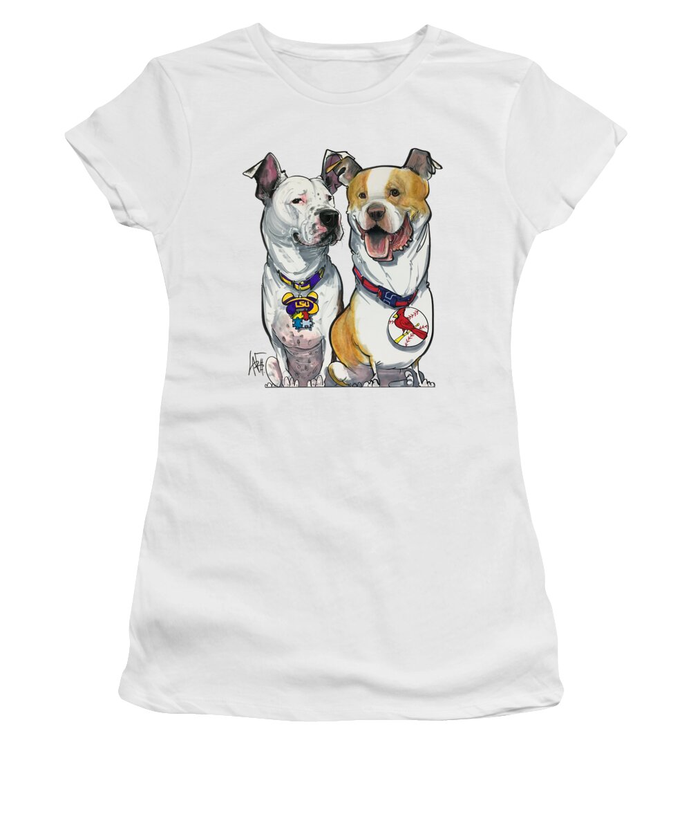 Satin-eder 4548 Women's T-Shirt featuring the drawing Satin-Eder 4548 by Canine Caricatures By John LaFree