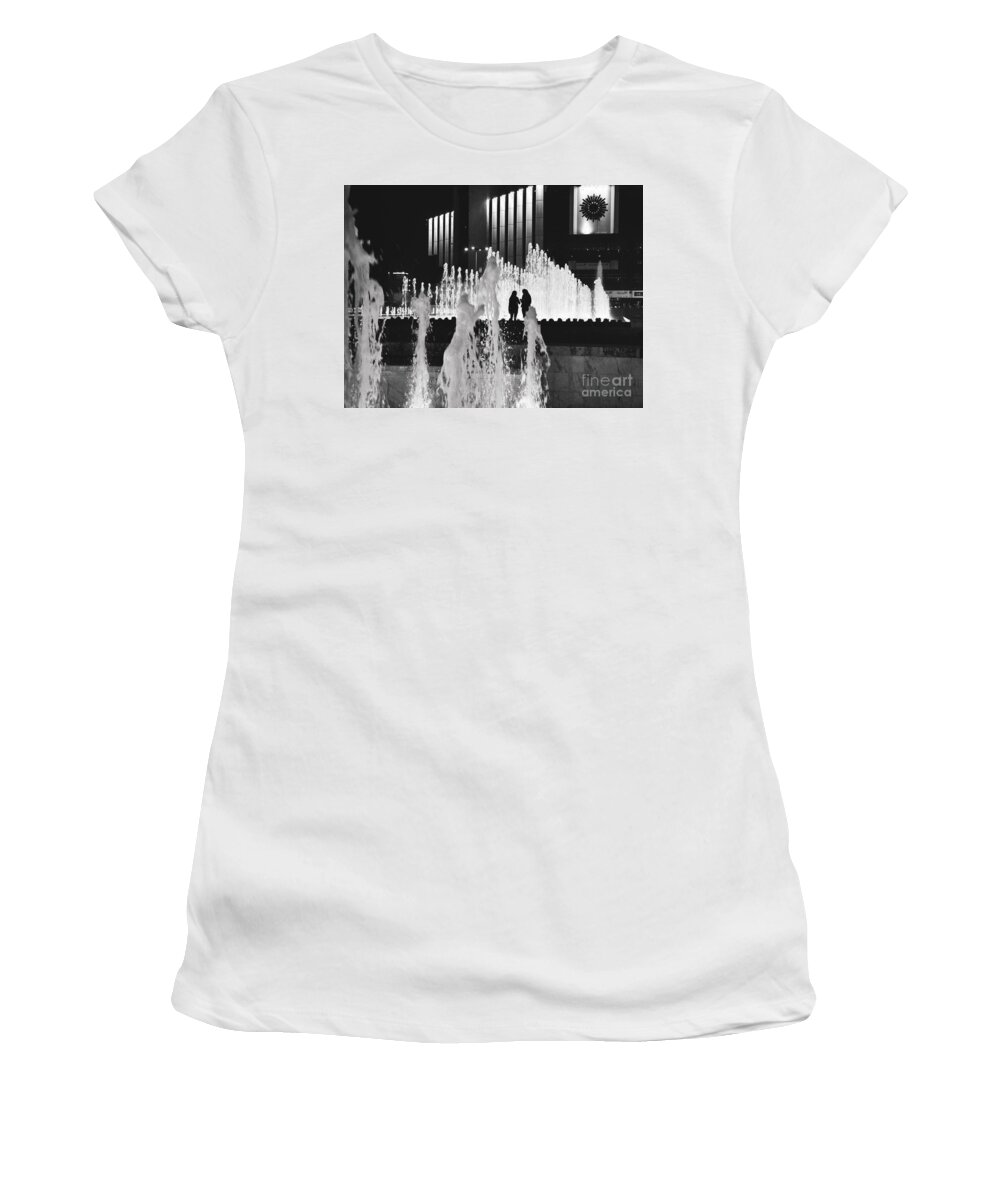 Girls Women's T-Shirt featuring the photograph Shadows on the water - black and white by Yavor Mihaylov