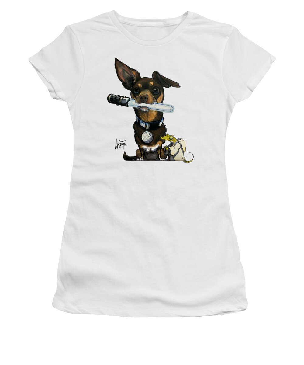 Shun-drake Women's T-Shirt featuring the drawing Shun-Drake 1PET042 by Canine Caricatures By John LaFree