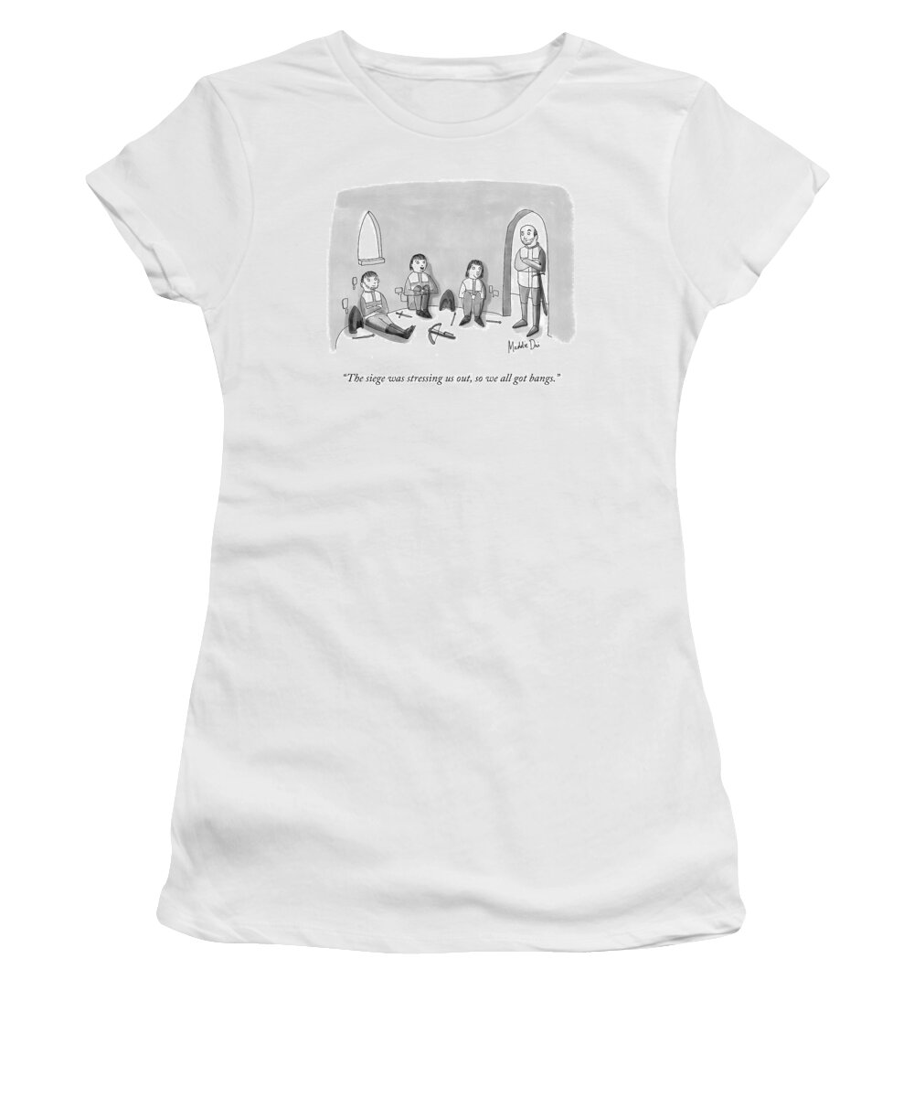 “the Siege Was Stressing Us Out Women's T-Shirt featuring the drawing Siege Stress by Maddie Dai