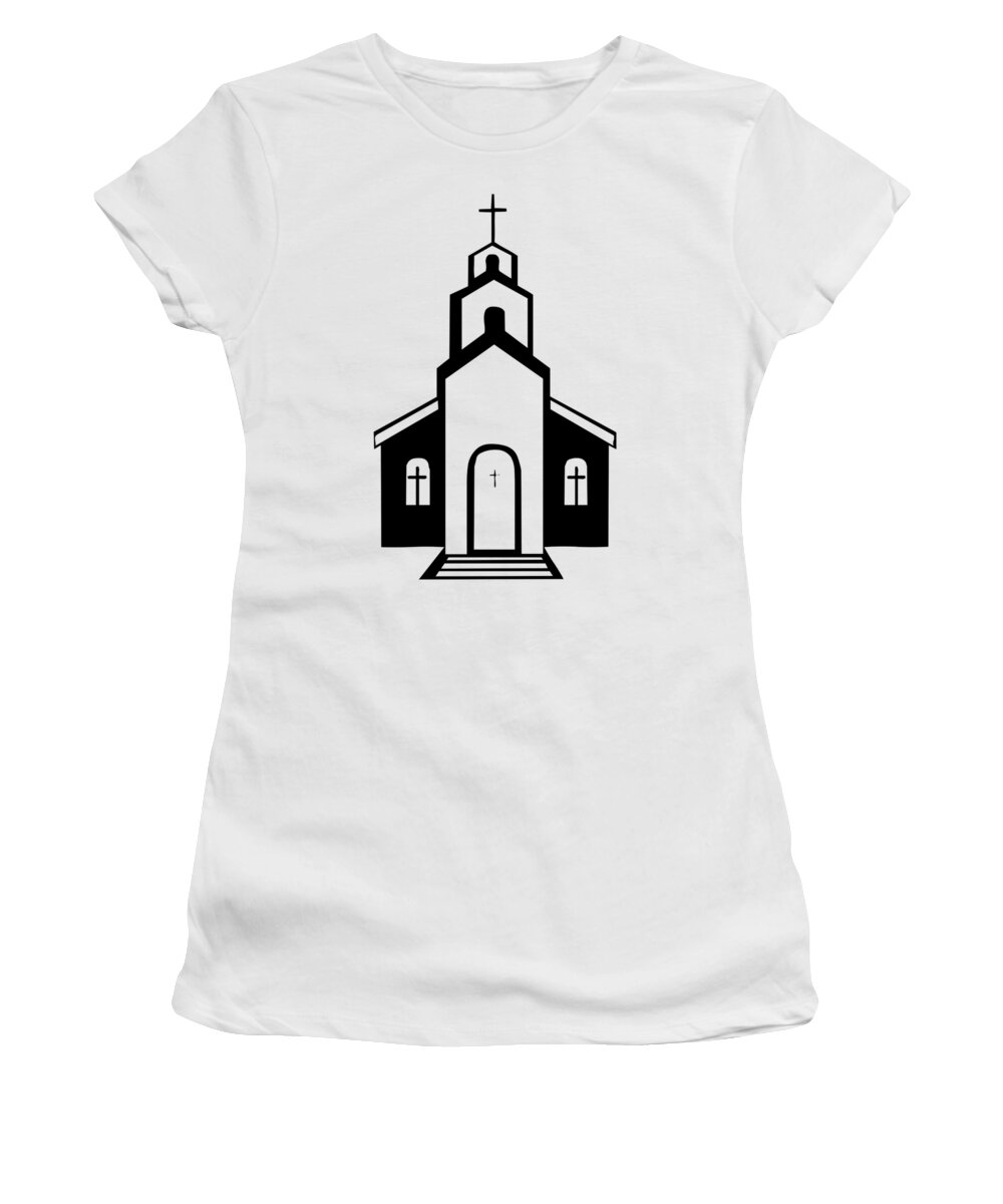Silhouette Of A Christian Church Women's T-Shirt featuring the digital art Silhouette of a Christian Church by Rose Santuci-Sofranko