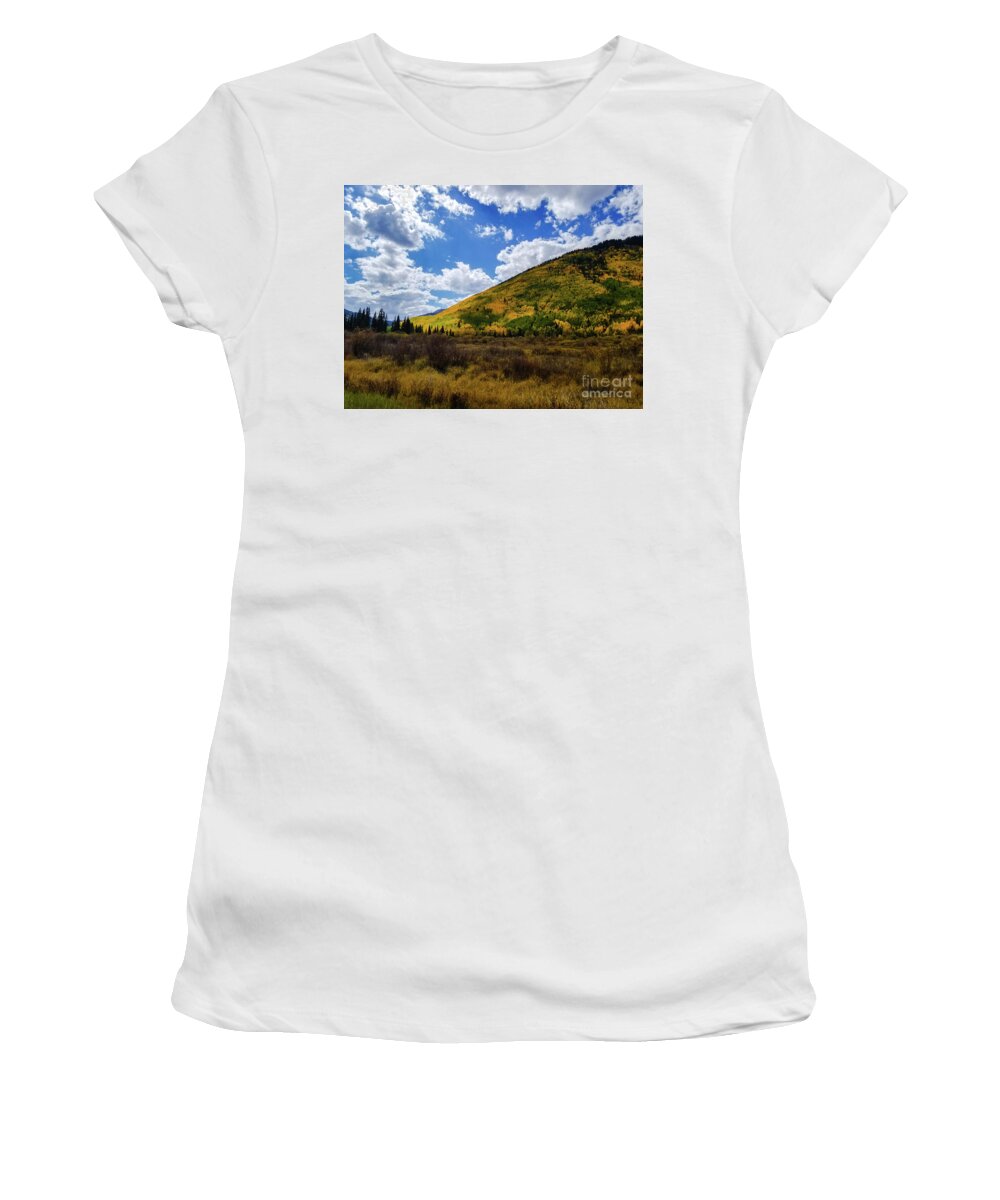 Colorado Women's T-Shirt featuring the photograph Skies vs Mountain by Elizabeth M
