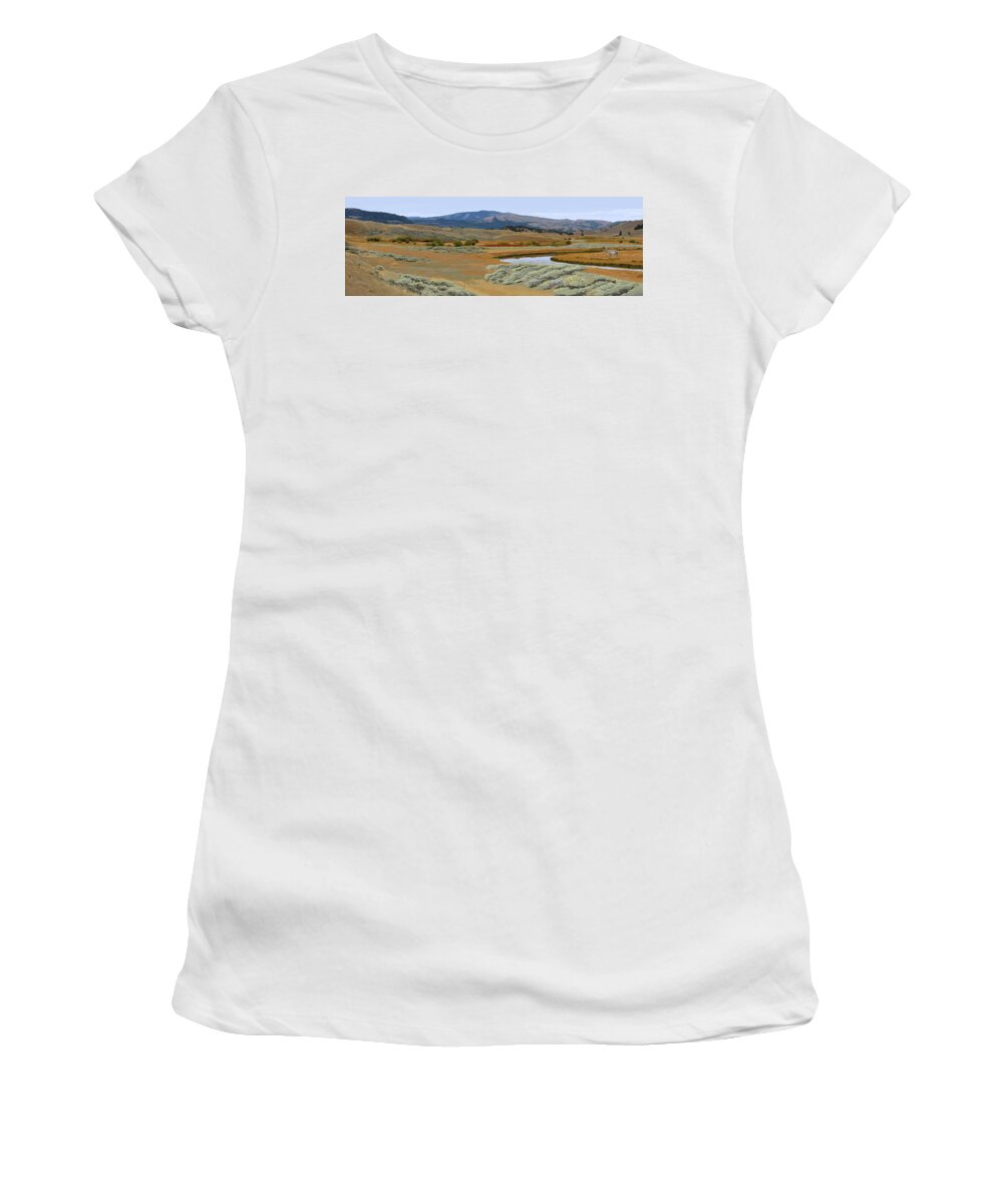 Animals Women's T-Shirt featuring the painting Slough Creek Autumn by Pam Little