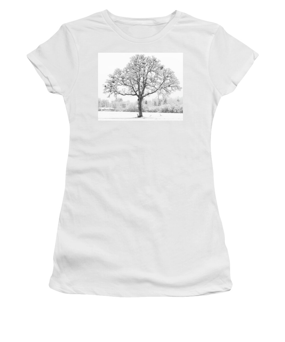 One Women's T-Shirt featuring the photograph Snow Tree by Catherine Avilez