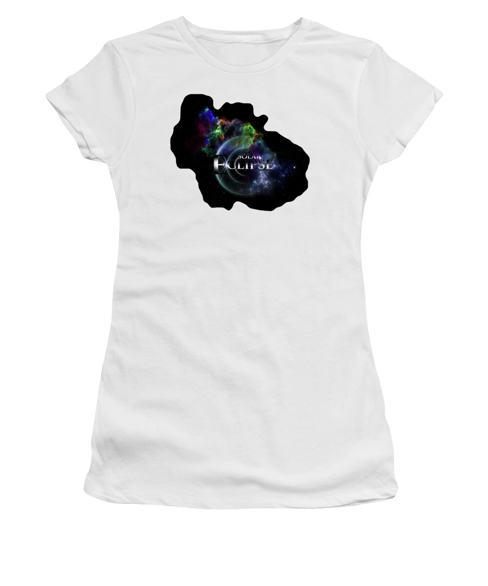 Illustration Women's T-Shirt featuring the digital art Solar Eclipse Fractal Art by Xzendor7