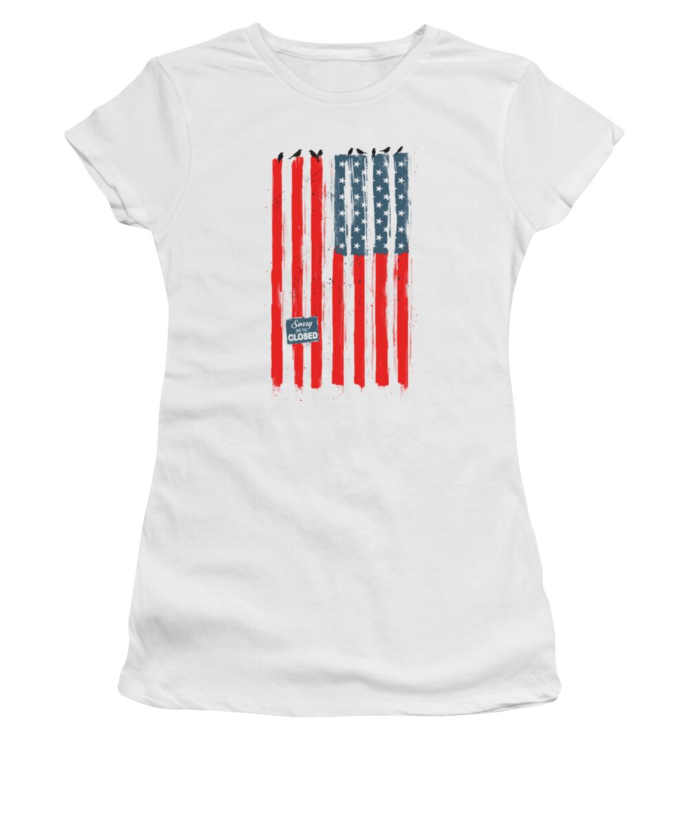 Usa Women's T-Shirt featuring the painting Sorry We're Closed by Balazs Solti