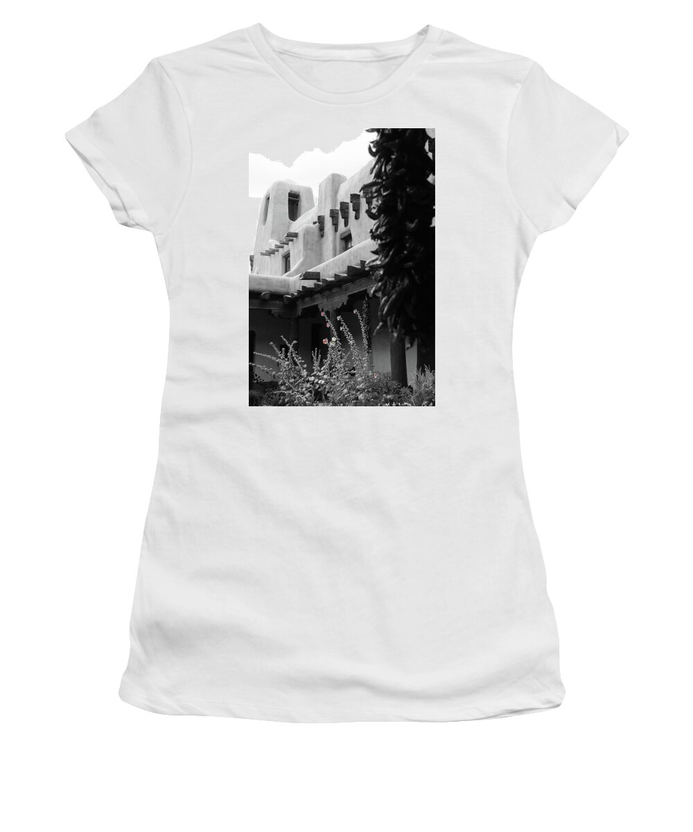 Hollyhocks Women's T-Shirt featuring the photograph Southwest Hollyhocks by Glory Ann Penington