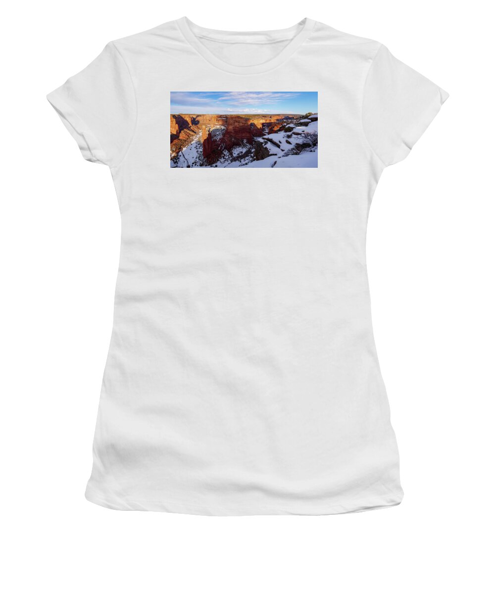 American Southwest Women's T-Shirt featuring the photograph Spider Rock Panorama II by Todd Bannor