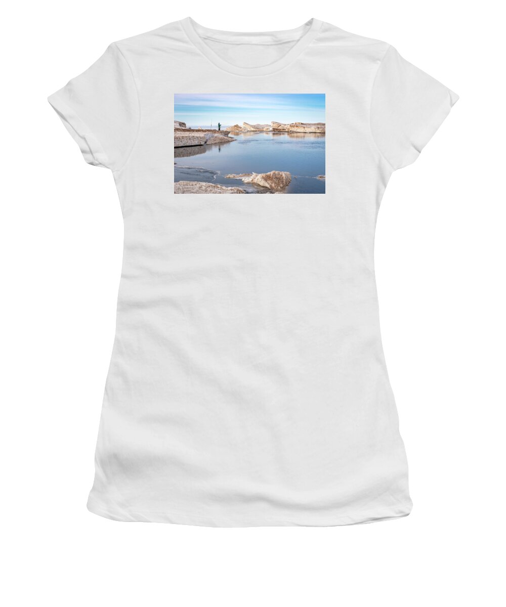 Footsore Fotography Women's T-Shirt featuring the photograph Spring Fishing by Gary McCormick
